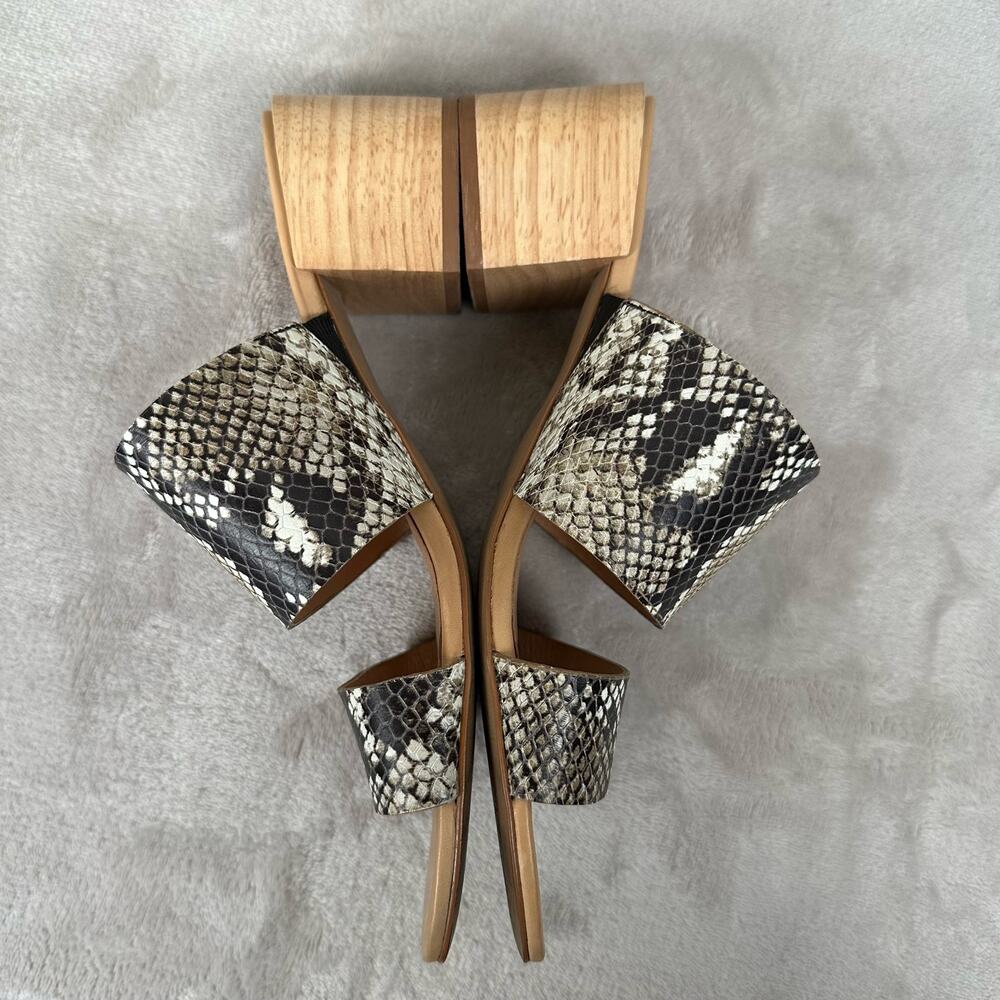 Madewell Shoes Womens 9 Kiera Mule Sandal Snake Embossed Leather Chunky Heel - Picture 5 of 11